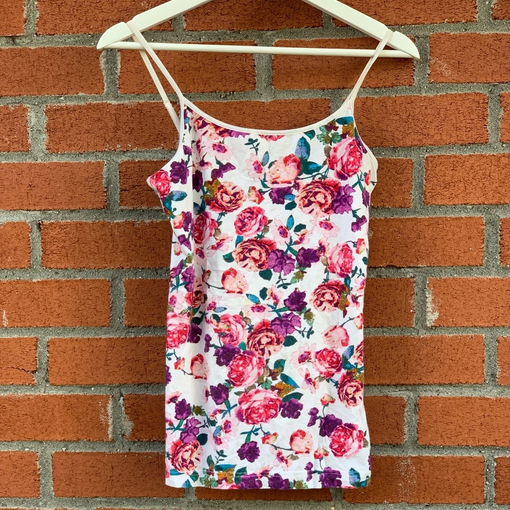Soft floral spaghetti strap tank